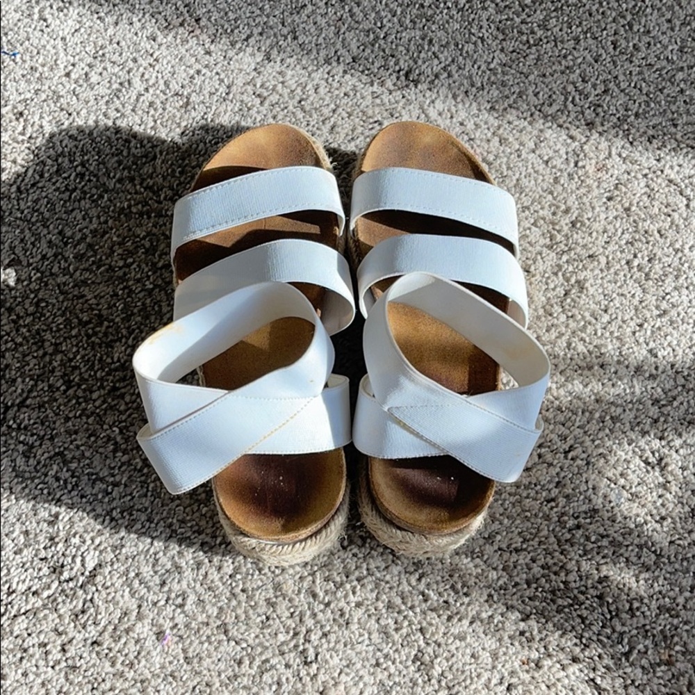 White Steve Madden wedges.